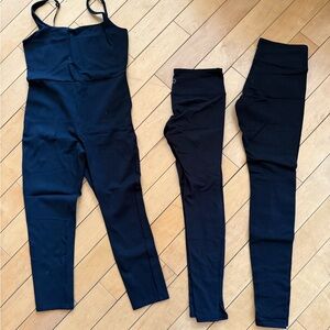 Abercrombie & Fitch Black Jumpsuit and Athleta/Lululemon Leggings Set